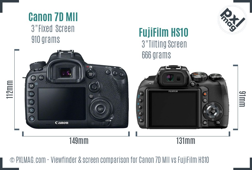 Canon 7D MII vs FujiFilm HS10 Screen and Viewfinder comparison