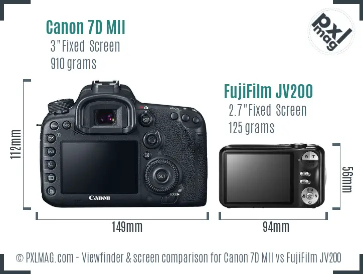 Canon 7D MII vs FujiFilm JV200 Screen and Viewfinder comparison