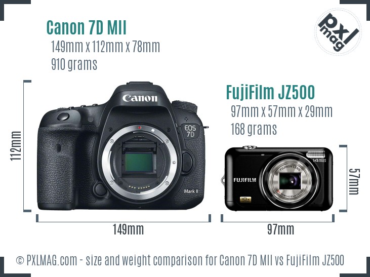 Canon 7D MII vs FujiFilm JZ500 size comparison Canon 7D MII vs FujiFilm JZ500 size comparison