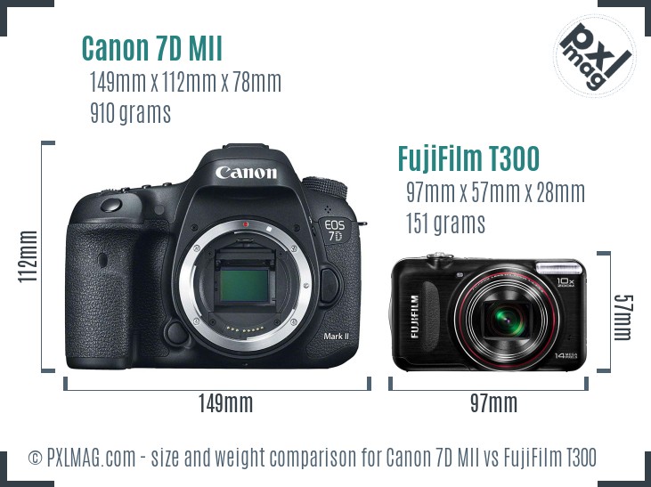 Canon 7D MII vs FujiFilm T300 size comparison Canon 7D MII vs FujiFilm T300 size comparison