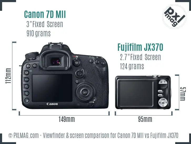 Canon 7D MII vs Fujifilm JX370 Screen and Viewfinder comparison Canon 7D MII vs Fujifilm JX370 Screen and Viewfinder comparison