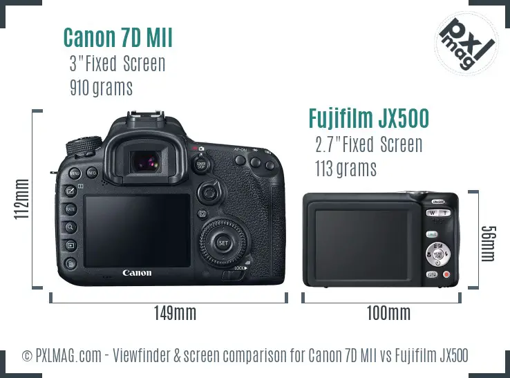 Canon 7D MII vs Fujifilm JX500 Screen and Viewfinder comparison