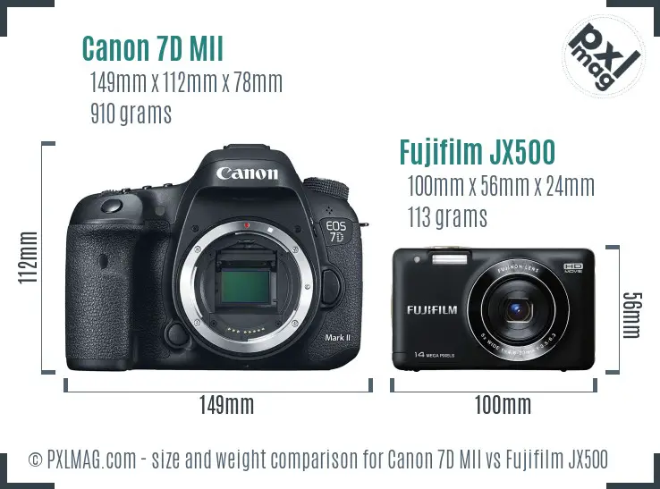 Canon 7D MII vs Fujifilm JX500 size comparison