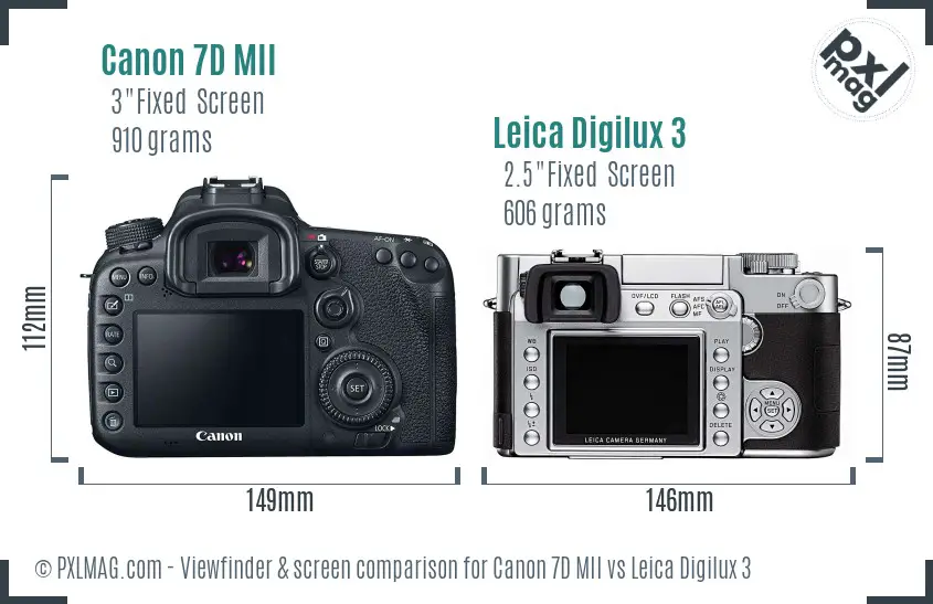 Canon 7D MII vs Leica Digilux 3 Screen and Viewfinder comparison