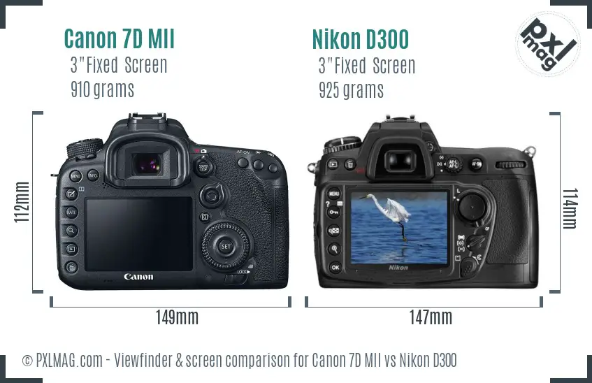 Canon 7D MII vs Nikon D300 Screen and Viewfinder comparison