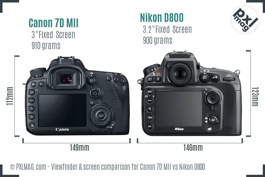 Canon 7D MII vs Nikon D800 Screen and Viewfinder comparison