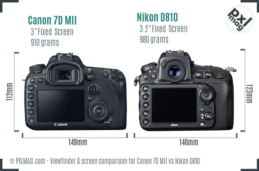 Canon 7D MII vs Nikon D810 Screen and Viewfinder comparison