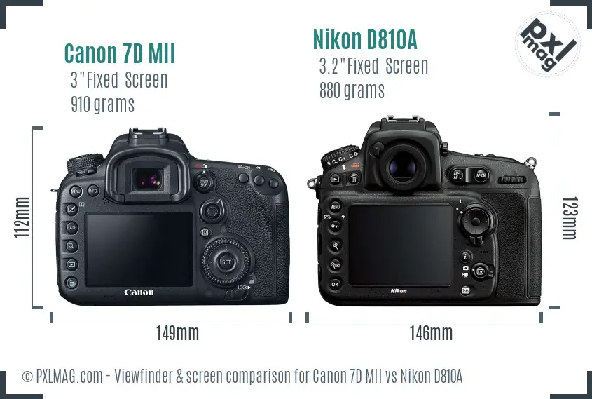 Canon 7D MII vs Nikon D810A Screen and Viewfinder comparison