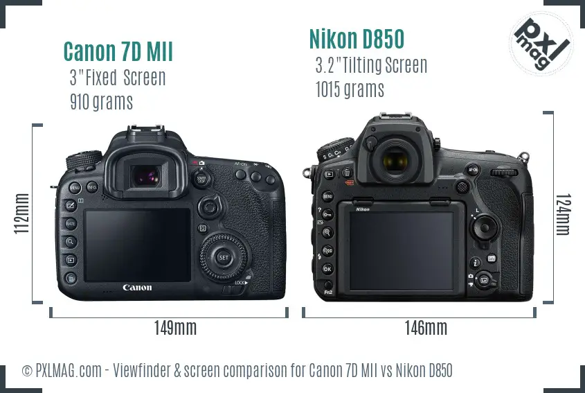 Canon 7D MII vs Nikon D850 Screen and Viewfinder comparison