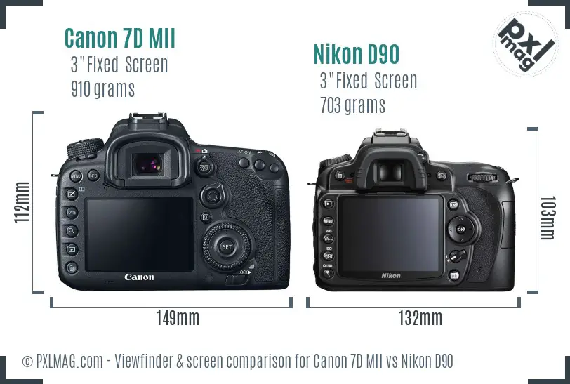 Canon 7D MII vs Nikon D90 Screen and Viewfinder comparison