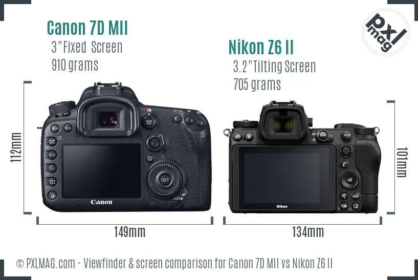 Canon 7D MII vs Nikon Z6 II Screen and Viewfinder comparison