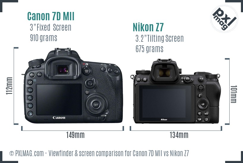 Canon 7D MII vs Nikon Z7 Screen and Viewfinder comparison