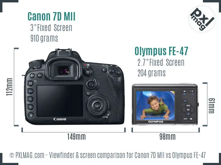 Canon 7D MII vs Olympus FE-47 Screen and Viewfinder comparison