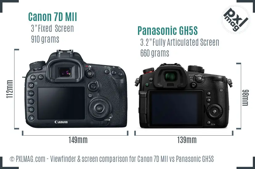 Canon 7D MII vs Panasonic GH5S Screen and Viewfinder comparison Canon 7D MII vs Panasonic GH5S Screen and Viewfinder comparison