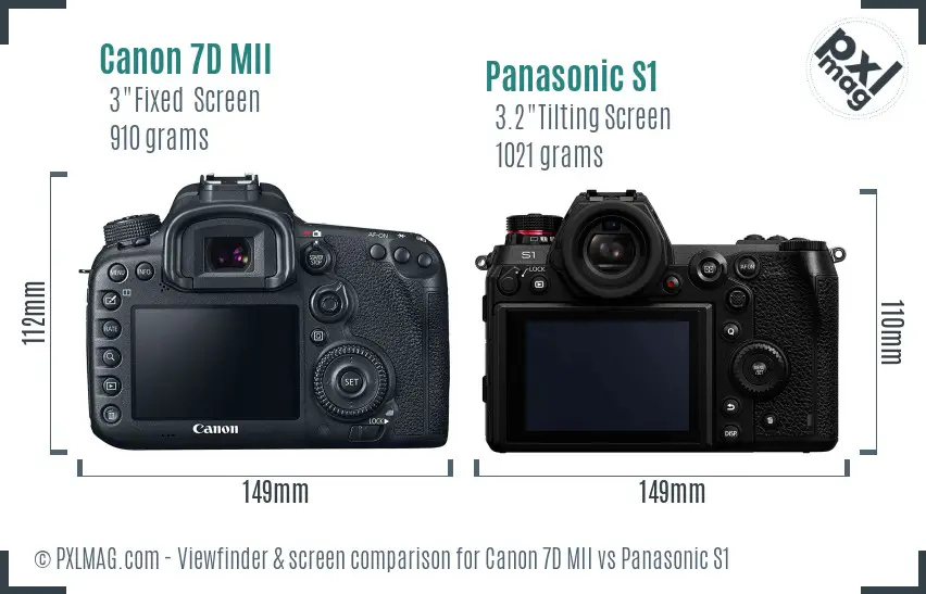 Canon 7D MII vs Panasonic S1 Screen and Viewfinder comparison