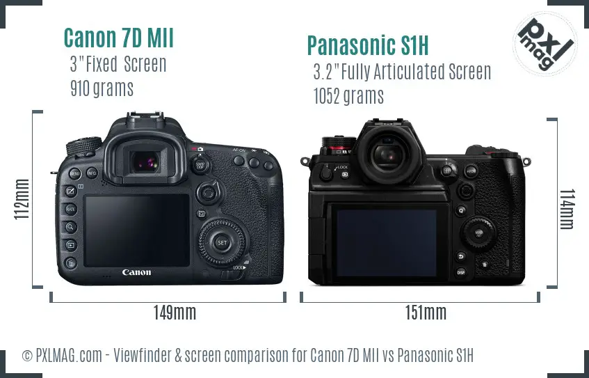 Canon 7D MII vs Panasonic S1H Screen and Viewfinder comparison Canon 7D MII vs Panasonic S1H Screen and Viewfinder comparison