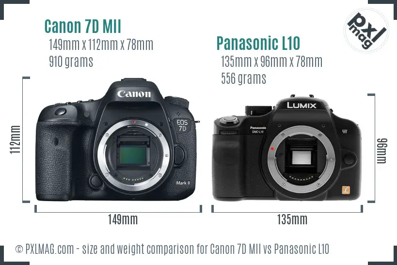 Canon 7D MII vs Panasonic L10 size comparison