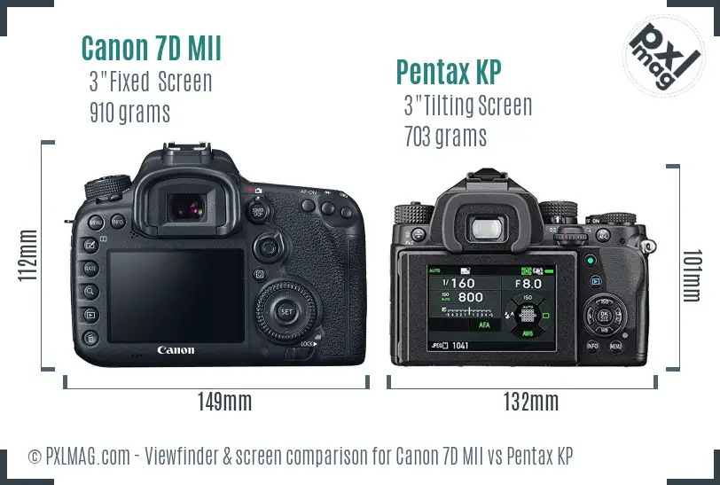 Canon 7D MII vs Pentax KP Screen and Viewfinder comparison
