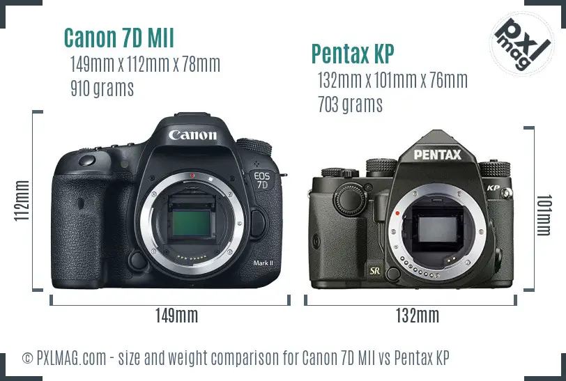 Canon 7D MII vs Pentax KP size comparison