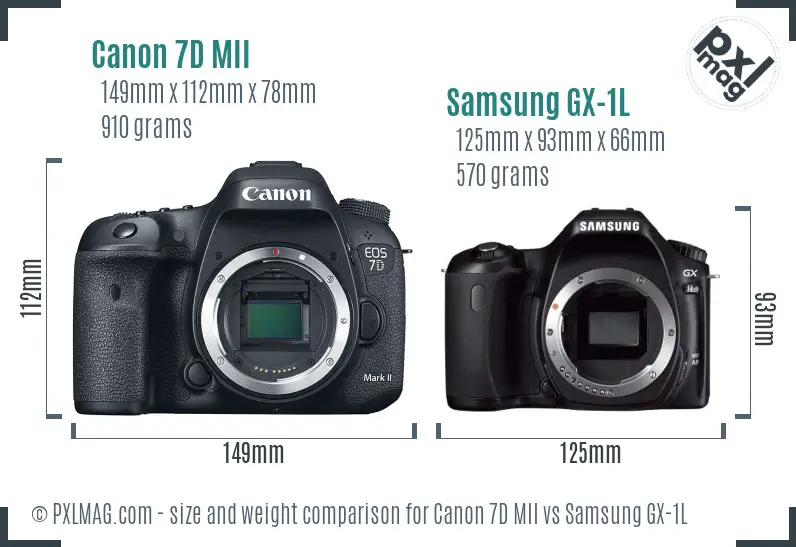 Canon 7D MII vs Samsung GX-1L size comparison