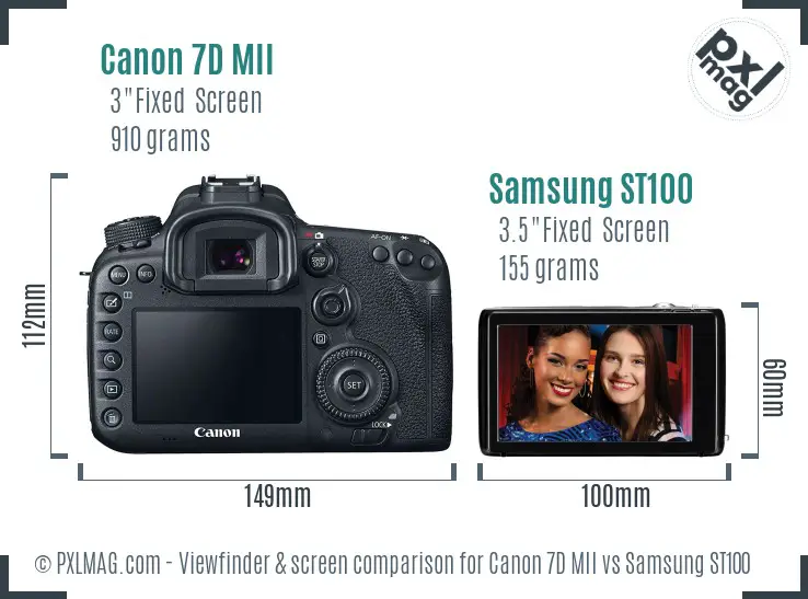 Canon 7D MII vs Samsung ST100 Screen and Viewfinder comparison Canon 7D MII vs Samsung ST100 Screen and Viewfinder comparison