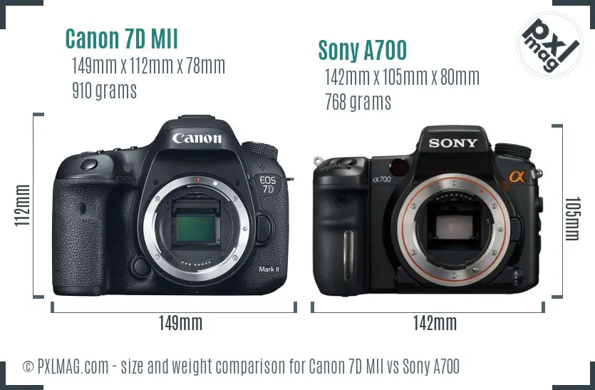 Canon 7D MII vs Sony A700 size comparison