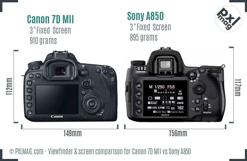 Canon 7D MII vs Sony A850 Screen and Viewfinder comparison