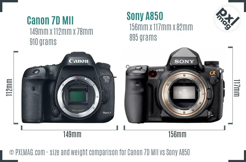 Canon 7D MII vs Sony A850 size comparison
