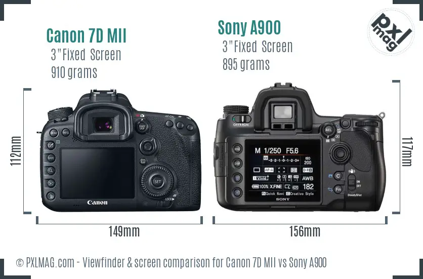 Canon 7D MII vs Sony A900 Screen and Viewfinder comparison