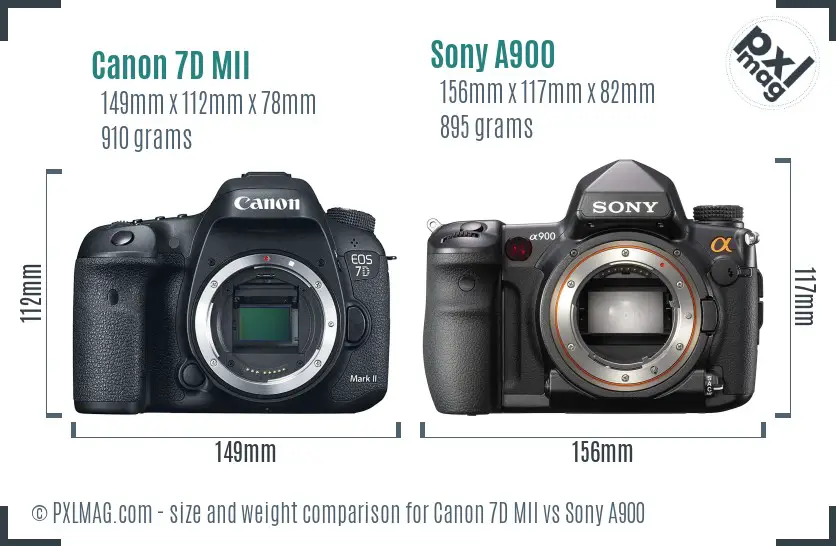 Canon 7D MII vs Sony A900 size comparison
