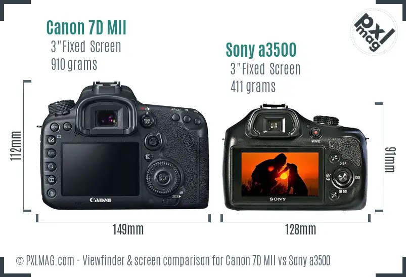 Canon 7D MII vs Sony a3500 Screen and Viewfinder comparison