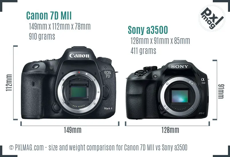 Canon 7D MII vs Sony a3500 size comparison