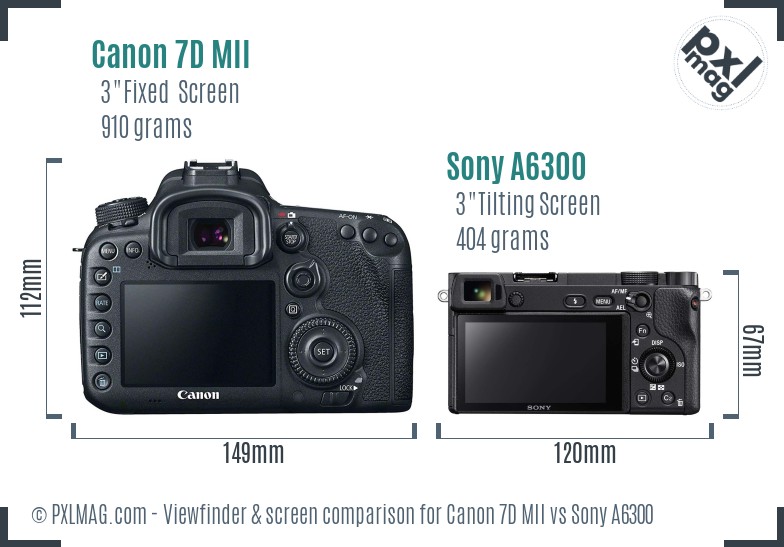 Canon 7D MII vs Sony A6300 Screen and Viewfinder comparison