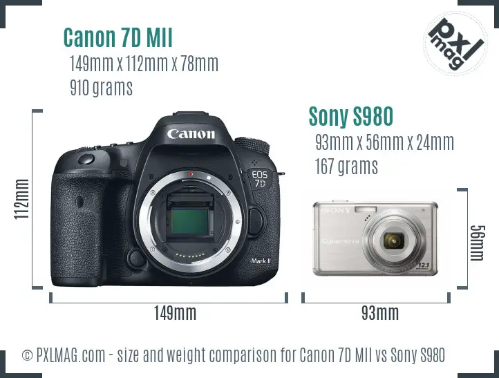Canon 7D MII vs Sony S980 size comparison