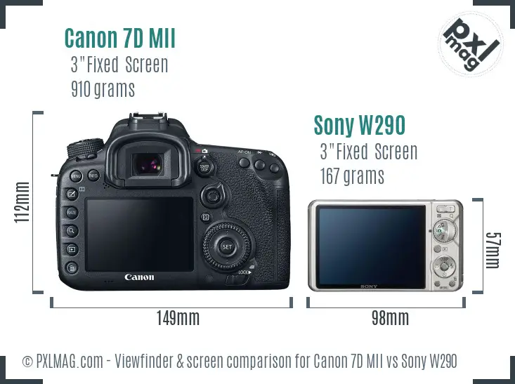 Canon 7D MII vs Sony W290 Screen and Viewfinder comparison