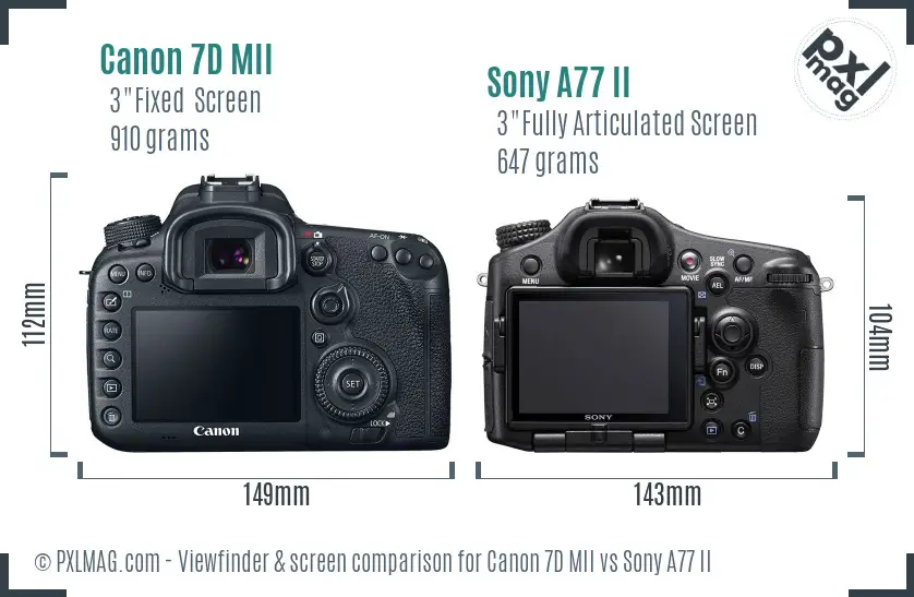 Canon 7D MII vs Sony A77 II Screen and Viewfinder comparison