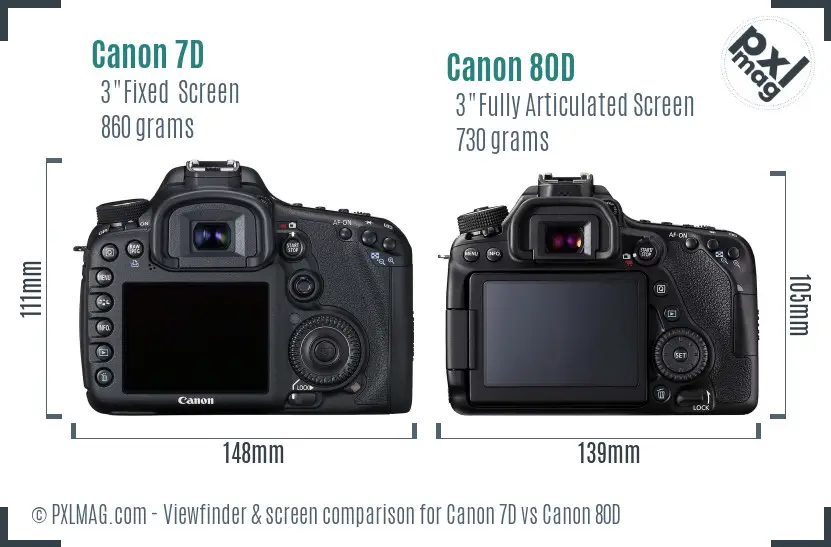 Canon 7D vs Canon 80D Screen and Viewfinder comparison
