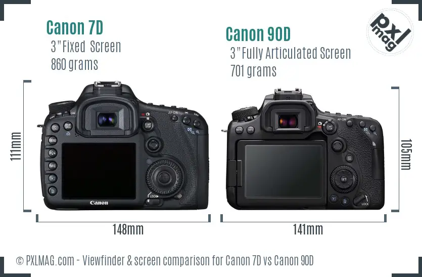 Canon 7D vs Canon 90D Screen and Viewfinder comparison