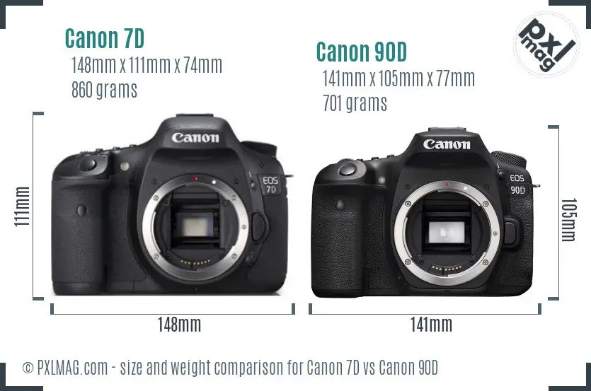 Canon 7D vs Canon 90D size comparison