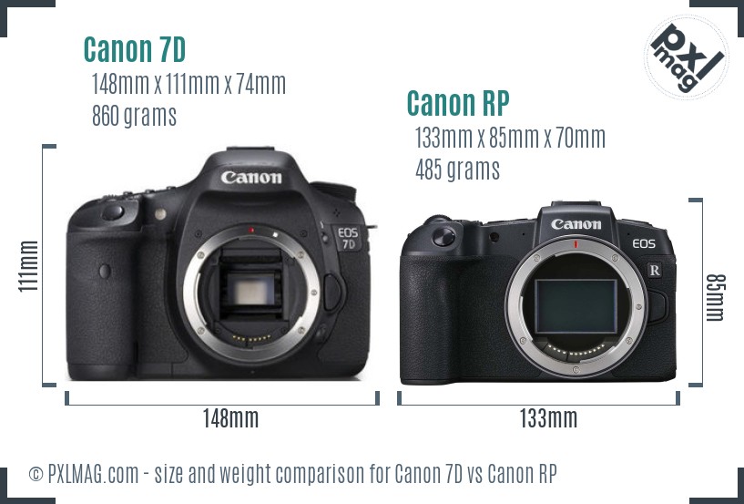 Canon 7D vs Canon RP size comparison Canon 7D vs Canon RP size comparison