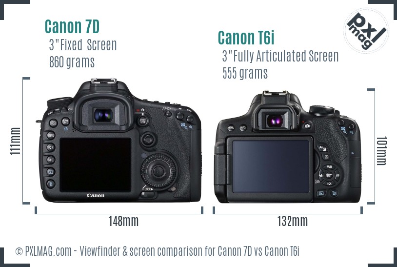 Canon 7D vs Canon T6i Screen and Viewfinder comparison