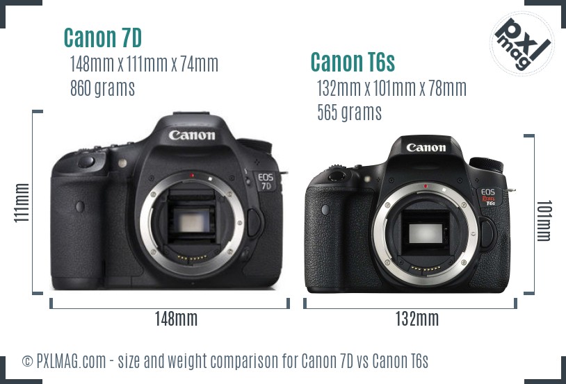 Canon 7D vs Canon T6s size comparison Canon 7D vs Canon T6s size comparison