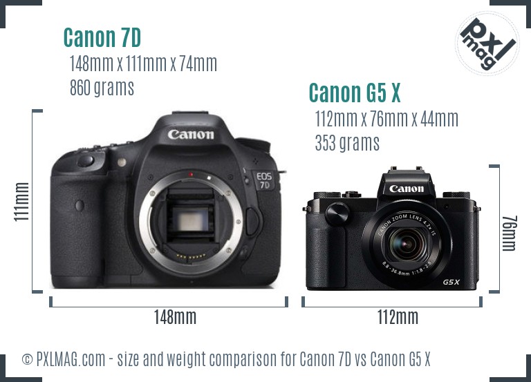 Canon 7D vs Canon G5 X size comparison Canon 7D vs Canon G5 X size comparison