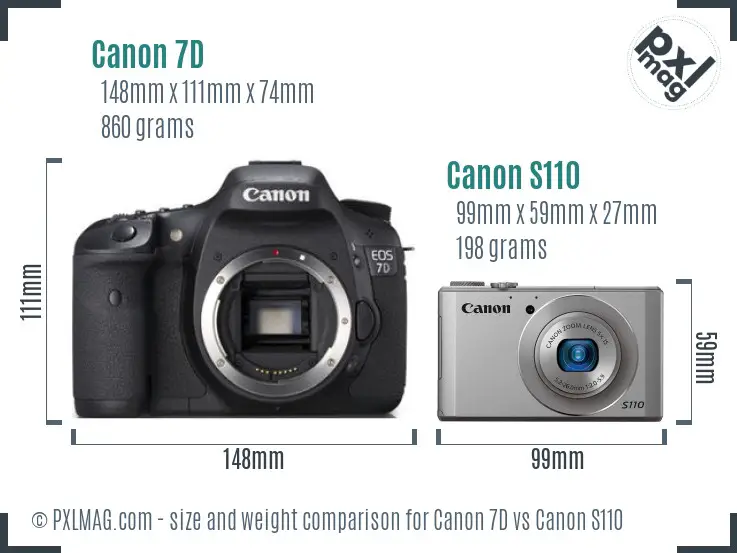 Canon 7D vs Canon S110 size comparison