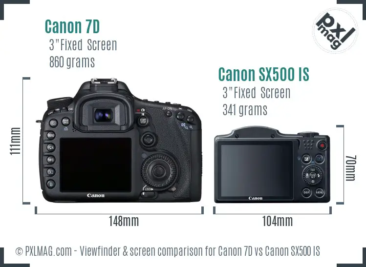 Canon 7D vs Canon SX500 IS Screen and Viewfinder comparison Canon 7D vs Canon SX500 IS Screen and Viewfinder comparison