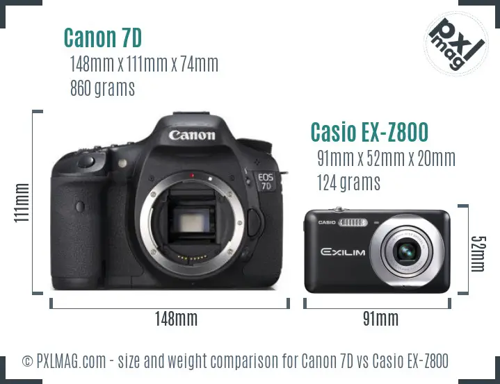 Canon 7D vs Casio EX-Z800 size comparison