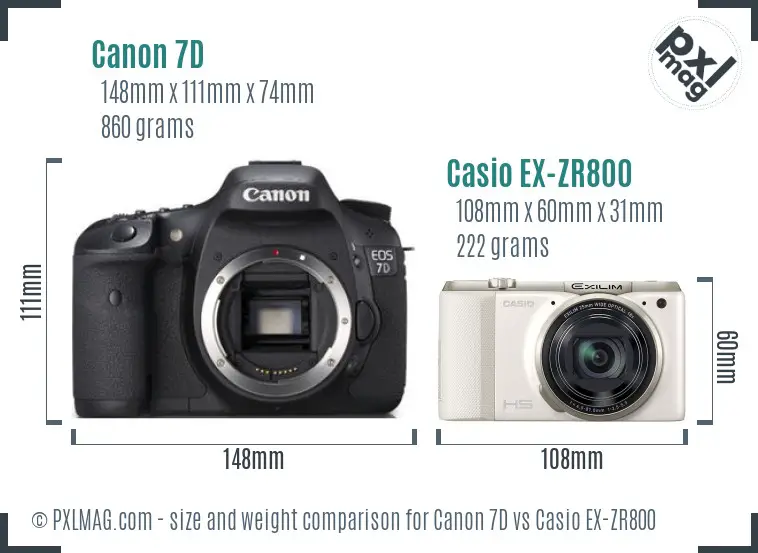 Canon 7D vs Casio EX-ZR800 size comparison Canon 7D vs Casio EX-ZR800 size comparison