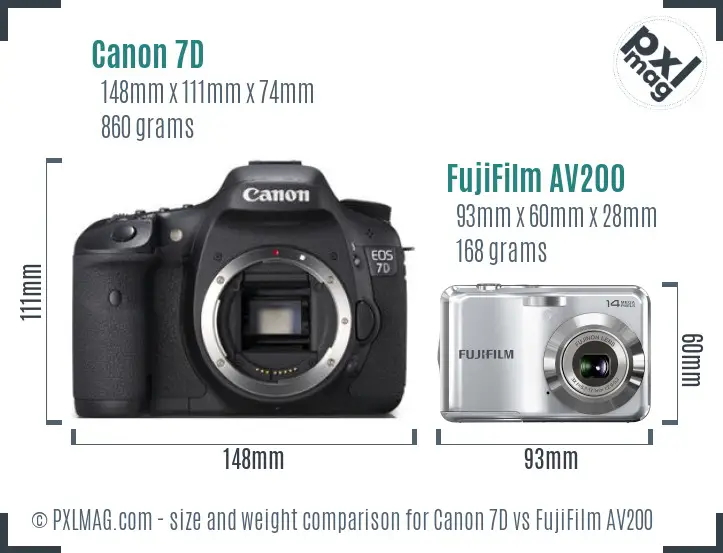Canon 7D vs FujiFilm AV200 size comparison