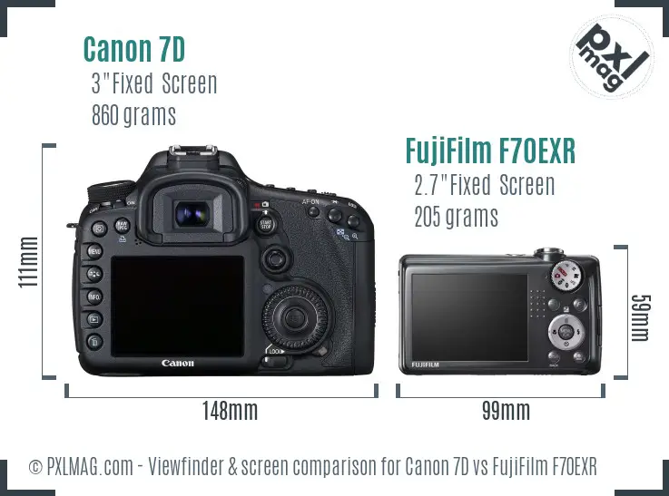 Canon 7D vs FujiFilm F70EXR Screen and Viewfinder comparison Canon 7D vs FujiFilm F70EXR Screen and Viewfinder comparison