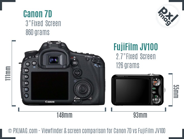 Canon 7D vs FujiFilm JV100 Screen and Viewfinder comparison